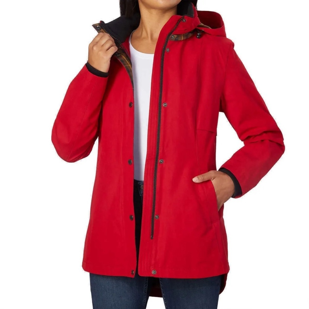 NWT Women’s Pendleton Soft-shell Hooded Rain Jacket in Crimson Red - Picture 3 of 6